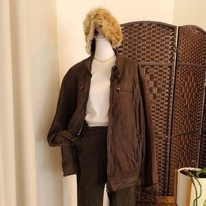 Vintage VERA PELLE Italian Leather Moto Jacket Chocolate Brown Made in Italy
